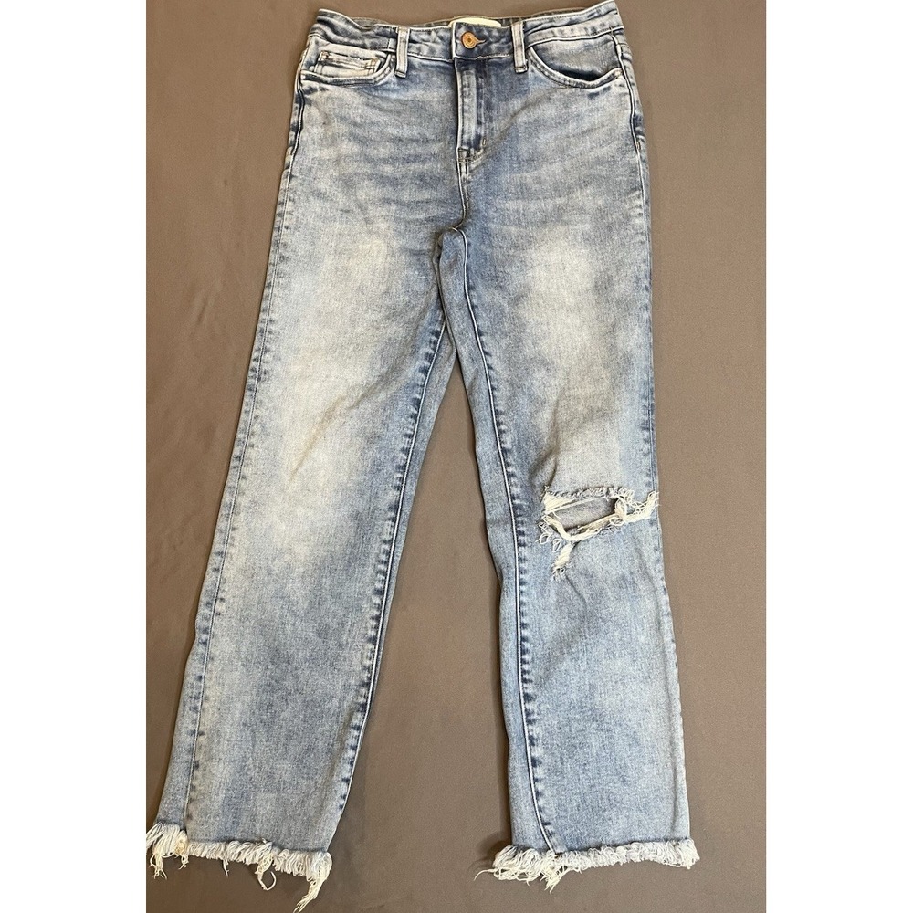 Vervet Jeans Womens 27 Blue Stretch‎ High Rise Distressed Raw Hem Straight Leg